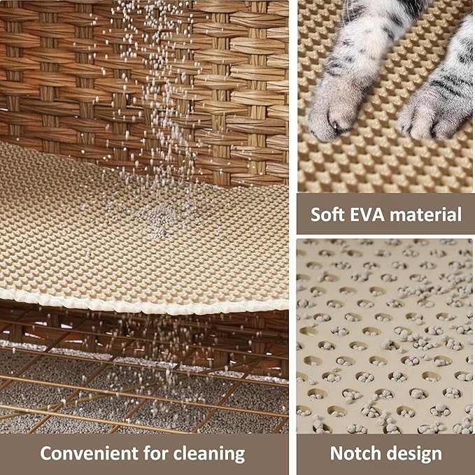 Cat Litter Box Enclosure with Soft Litter Mat; Hidden Cat Washroom Furniture - Image 4