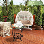 Cinnvoice Outdoor Side Table Round Small Mosaic Patio Accent Indoor End Plant - Image 4