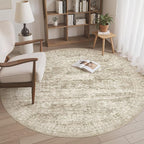 Soalmost 5x5 Brown Round Rug 6ft Circle Living Room Area Rugs Non-Slip | - Image 2