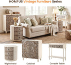 HOMPUS Round End Table Set 2, Fully Assembled Nightstand w 3 Storage Drawers - Image 6