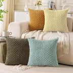 Set of 4 Pale Yellow Decorative Throw Pillow Covers 26x26 Inch Corduroy Pillow - Image 3
