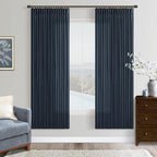 Pinch Pleat Linen Dark Blue Linen Light Filtering Curtains 72 Inch 2 Panels | by Twodrapes