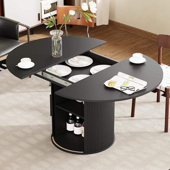weselon 43"-59" Extendable Round to Oval Dining Table by WelcometoFurnitureSalon