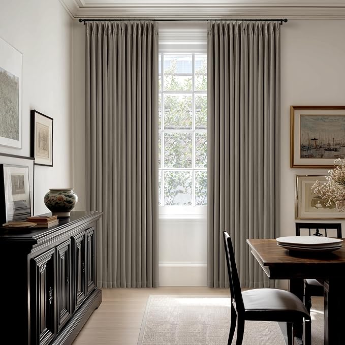 Taupe Grey 120 Inch Blackout Pinch Pleated Curtains - Image 7