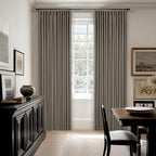 Taupe Pleated Linen Blackout Curtains 84 Inch Long - Image 8
