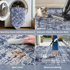 9x12 Washable Area Rug for Living Room Bedroom: Non-Slip Modern Navy Blue | - Image 5