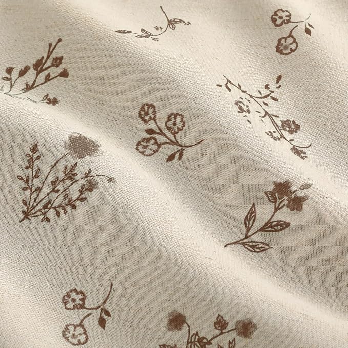 Boho Floral 100% Blackout Curtains 84 Inch 2 Panels Brown | Farmhouse Vintage - Image 4