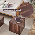16'' Cube Coffee Table with Wood Grain Pattern, Square No Assembly End Table - Image 6
