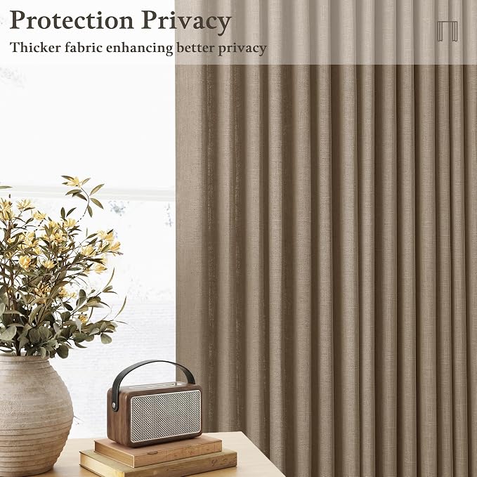 Latte Pinch Pleated Linen Light Filtering Memory Shaped Curtains 50Wx86L | Flax - Image 3