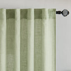 MIULEE Sage Green Kitchen Curtain 36 Inch Length 2 Panels Farmhouse | Textured - Image 4