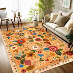 RELEANY Floral Washable 3x5 Area Rugs Yellow/Orange/Red | Flower Carpet Print - Image 6