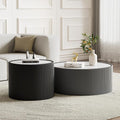 2-Piece Round Nesting Coffee Table Set, 29.52" Marble Coffee Table and End by Henf