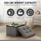 Ornavo Home Small Storage Ottoman Foldable Collapsible Rectangle Linen Ottoman - Image 7