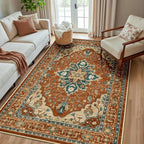 RELEANY Washable Area Rug, Water Repellent, Pet Friendly, Vintage Floral Boho by RELEANY