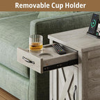 IRONCK End Table with Charging Station, Narrow Side Table - Image 8
