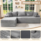 Hobestluk Modular Sectional Sofa Couches L-Shape Couch 3 Seat Modular Sofa - Image 4