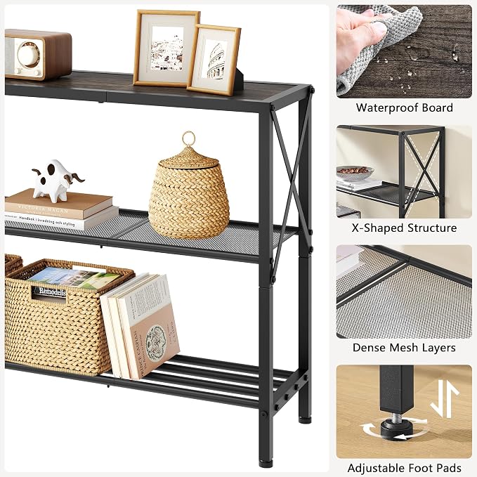 Hoctieon Industrial Console Table, 3 Tier Entryway Table, Hallway Table - Image 6