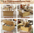 HUAHUU Lift Top Coffee Table, 4 in 1 Square Coffee Table - Image 3