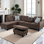 97.5" L Shaped Couch Set Linen, Modular Sectional Couches - Image 8