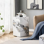 White Marble Rectangular End Coffee Table, Modern Elegant Bedside Nightstand - Image 8
