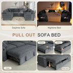 Hanherry Sectional Sofa with Pull Out Couch Bed, 8 Seat Corduroy Sleeper Sofa - Image 5