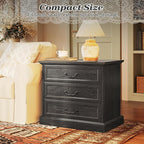 Huuger Nightstand with Charging Station, 3 Drawer Night Stand Set of 2 - Image 9
