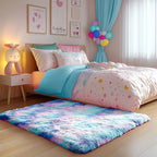 Furry Pastel Rug for Girls Bedroom, Soft Adorable Rainbow Purple Tent Rugs | - Image 9