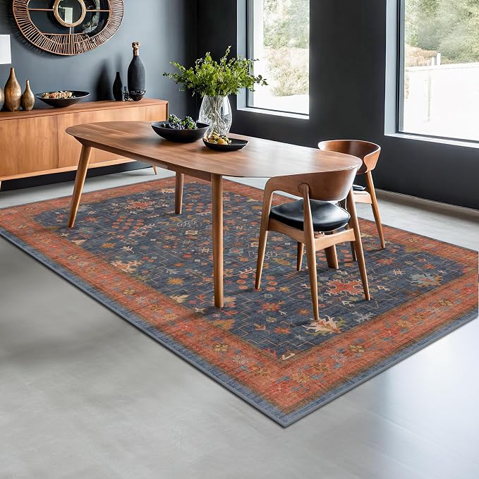 Navy Blue Area Rug 5x7 Living Room Rug - Image 3