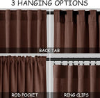 Rustic Brown Linen Curtains 90 Inch Long 2 Panels Set - Image 2