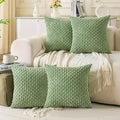Set of 4 Sage Green Decorative Throw Pillow Covers 16x16 Inch Corduroy Pillow by Cozoomy