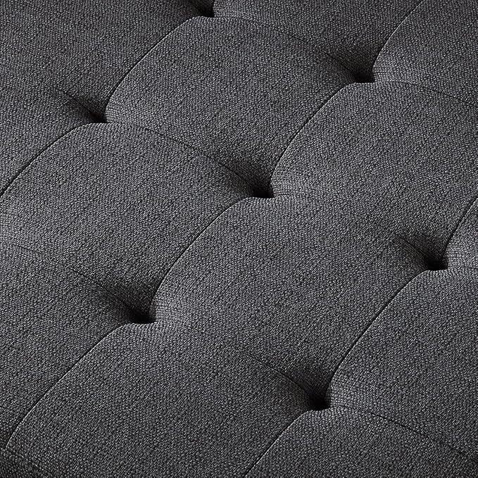 24KF Large Square Upholstered Tufted Linen Ottoman Coffee Table, Large Footrest - Image 5