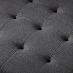 24KF Large Square Upholstered Tufted Linen Ottoman Coffee Table, Large Footrest - Image 5