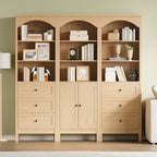 Bookshelf with Doors, Floor Standing Display Storage Cabinet - Image 4