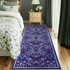 PLHXFR 2x5 Washable Runner Rug：Floral Indoor Kitchen Soft Carpet Blue | - Image 2