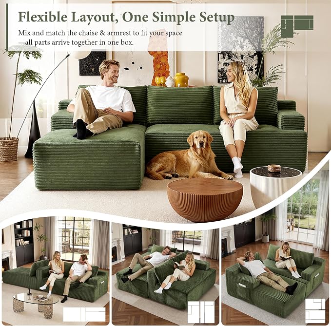 96" Sectional Couches for Living Room Cloud Couch Sofa - Image 7