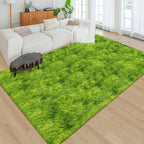 Green Tie-Dyed Rug for Living Room 5x8 Fluffy Area Rug Mat Bedside Throw Rug - Image 5