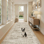 Soalmost Washable 4x8 Hallway Runner Rug Non-Slip Kitchen Entry Rugs Brown | - Image 2