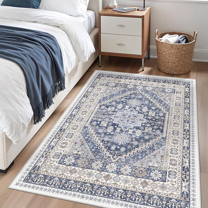 3x4 Rugs for Entryway, Washable Area Rug, Vintage Rug, Stain Resistant Indoor - Image 3