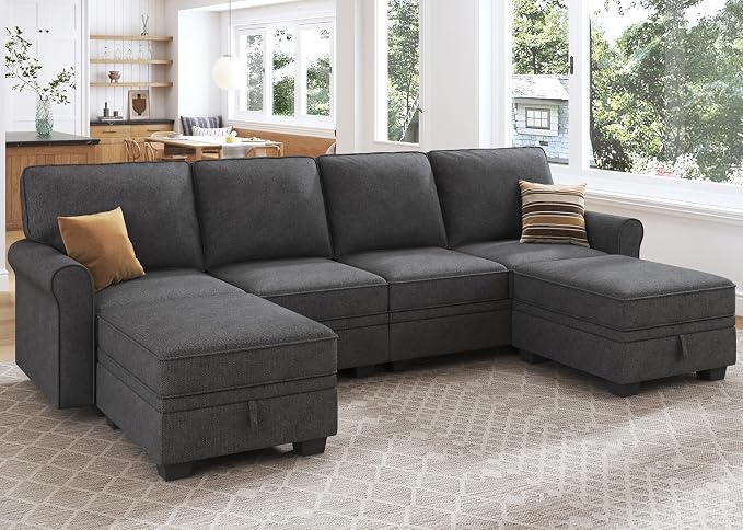 HONBAY Sectional Sofa with Storage Seat U Shaped Couch with Reversible Chaise - Image 5