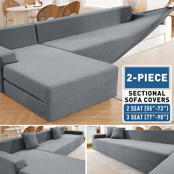 ZNSAYOTX Sectional Couch Covers, Stretch Jacquard Slipcovers - Image 2