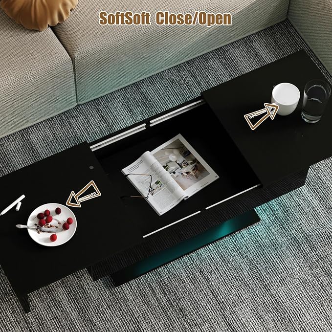 HedoAjim Black LED Coffee Table - Image 5