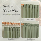 MYSKY HOME Sage Green Sheer Curtains 63 inch Length Semi Sheer Curtains - Image 4