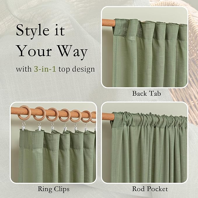 MYSKY HOME Patio Curtains for Sliding Door 90 inch Length 2 Panels Set - Image 4