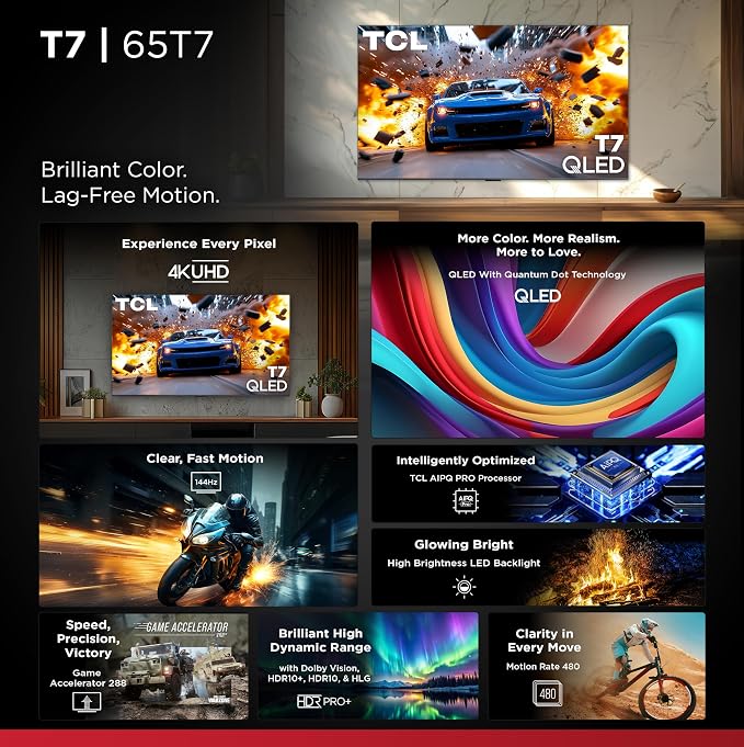 TCL Amazon Exclusive 65 Inch Class T7 Series | 4K QLED HDR Lag-Free Smart - Image 3