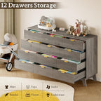 BORNOON 57" Wide Dresser for Bedroom, 12-Drawer Fluted Dresser - Image 3