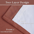 Terracotta 100% Black Out Pinch Pleat Linen 108 Inch Curtains | Black Out - Image 4