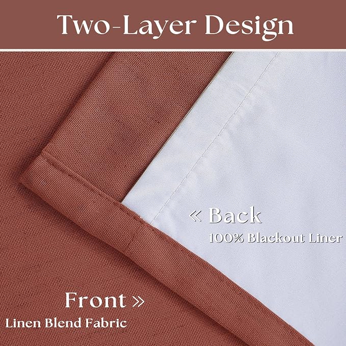 Terracotta Pleat Linen Blackout 102 Inch Curtains - Image 4