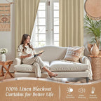 72 Inch Natural 100% Blackout Linen Curtains - Image 3