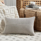 Fancy Homi 2 Packs Neutral Grey Lumbar Decorative Throw Pillow Covers 16x32 Inch - Image 2