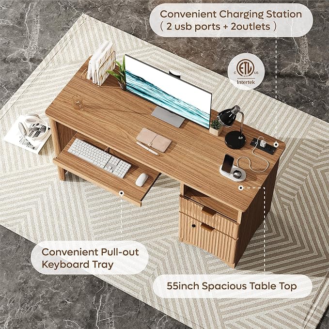 Bestier 55 Inch Wood Computer Desk - Image 9